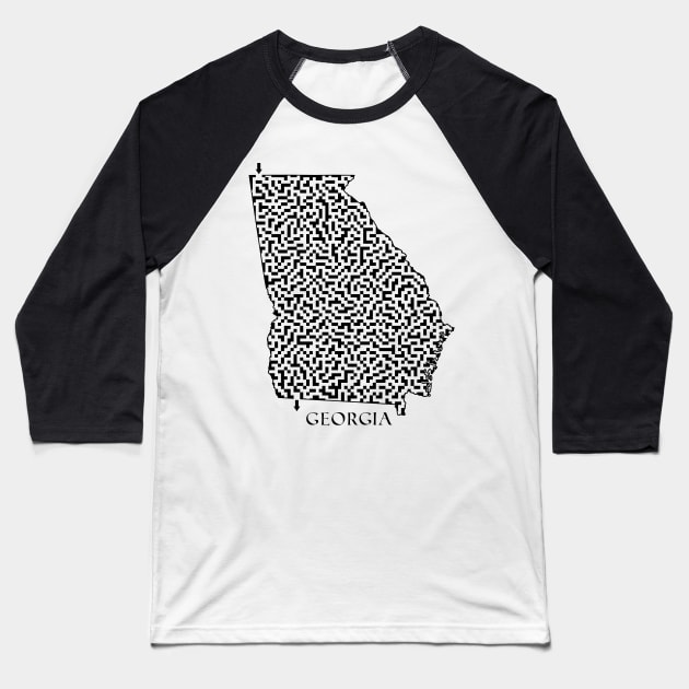 Georgia State Outline Maze & Labyrinth Baseball T-Shirt by gorff